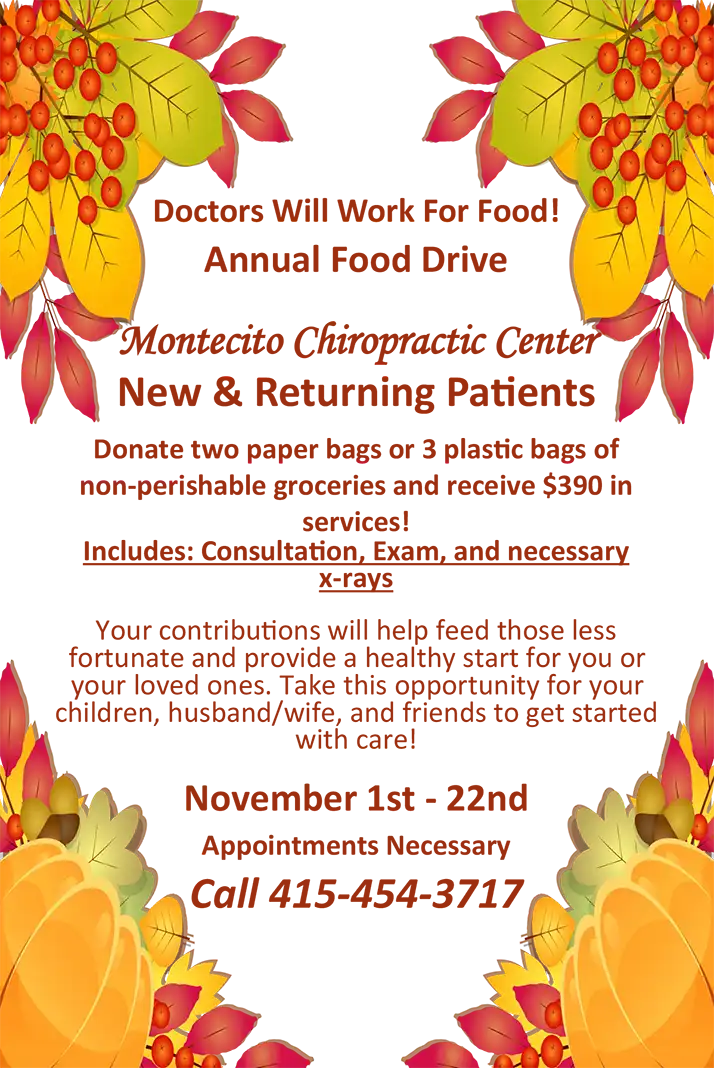 Chiropractic San Rafael CA Food Drive Special